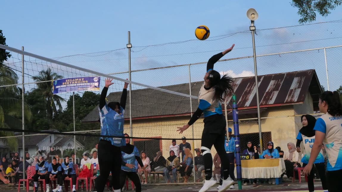 pt timah dukung turnamen bola voli putri kades cup 1 desa terong